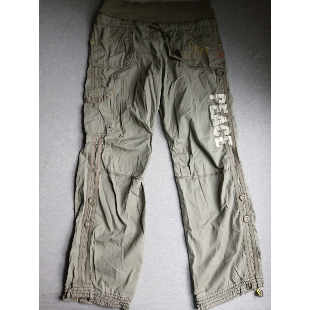 Vintage Paratrooper Pants XL Pull On Cargo Green Utility Retro Y2k Embroidered